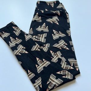 LuLaRoe OS GUC black castle leggings
